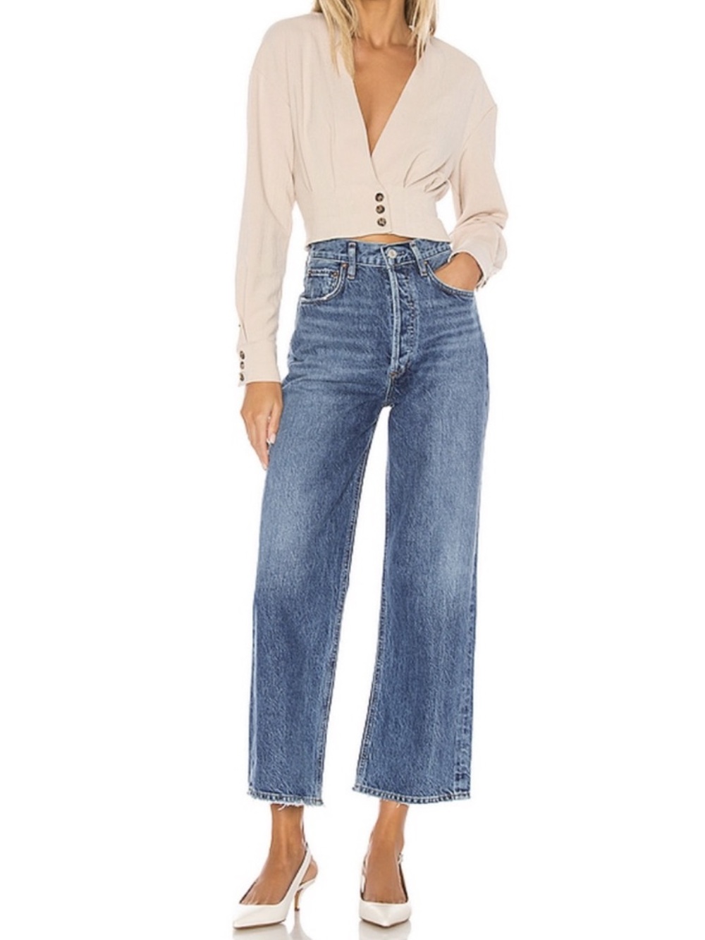 AGOLDE REN High Rise Wide Leg Jeans - 24